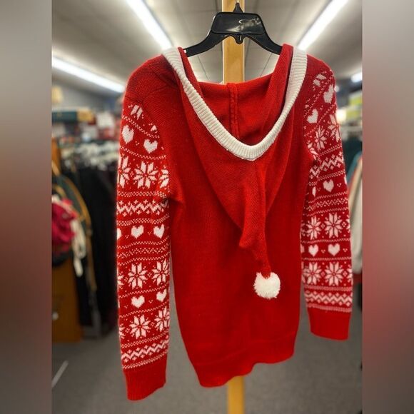 NB Ladies XS Red Christmas Knit Hoodie - Picture 1 of 4